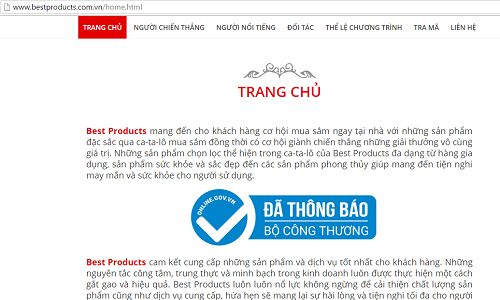 Trang chủ Best Products.