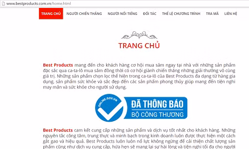 Trang chủ Best Products.