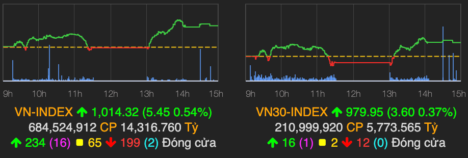 VN-Index tang veo 5 diem, thanh khoan khung tu giao dich thoa thuan DIG