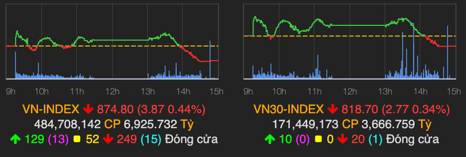 Co phieu CTD giam san, VN-Index quay dau giam diem