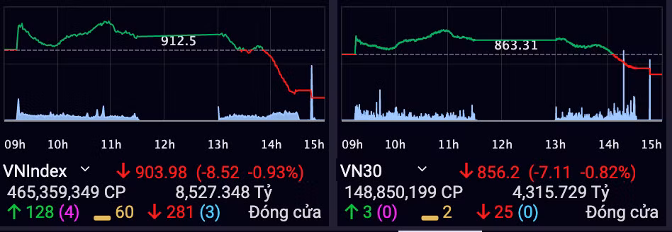 VN-Index mat gan 9 diem nhung thanh khoan ‘khung’ gan 10.000 ty dong