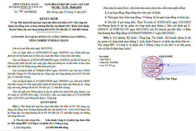 Du an giao thong 234 ty Bac Giang: 