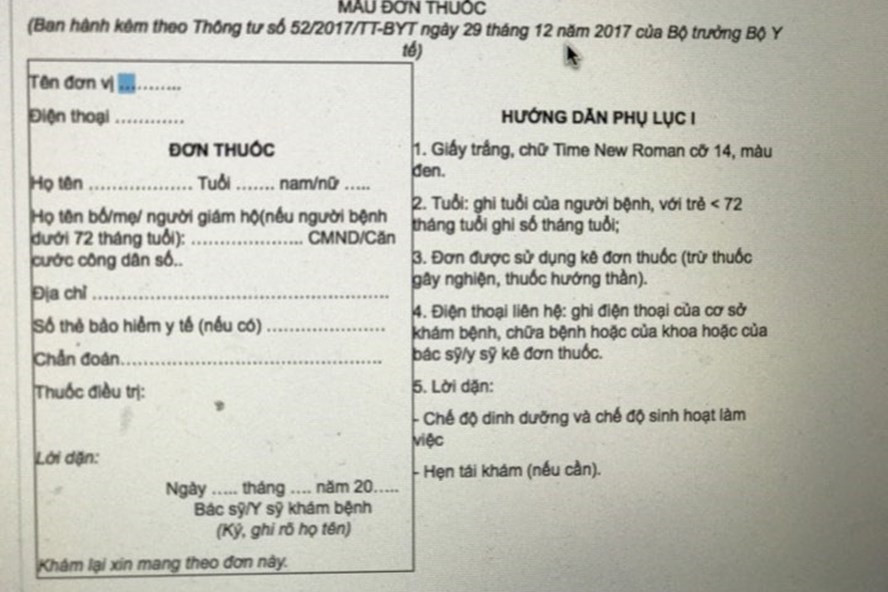 Bo quy dinh ghi so chung minh thu khi mua thuoc cho tre nho