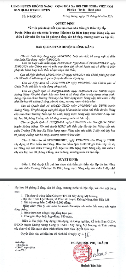 Đắk Lắk: Điểm danh những gói thầu “một mình một ngựa” tại Krông Năng - Hình 2 Dak Lak: Diem danh nhung goi thau “mot minh mot ngua” tai Krong Nang-Hinh-2