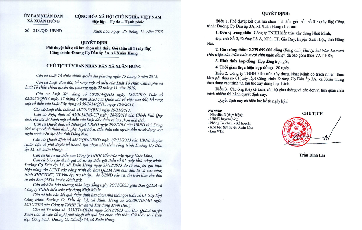 Đồng Nai: Cty Nhật Minh, 1 ngày trúng 2 gói thầu tại Xuân Lộc Dong Nai: Cty Nhat Minh, 1 ngay trung 2 goi thau tai Xuan Loc