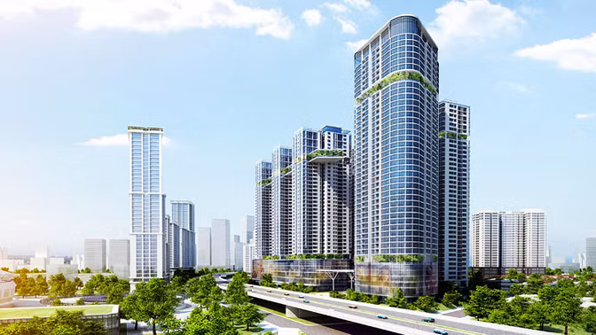  4. Tổ hợp chung cư Goldsilk Kim Văn Kim Lũ Dự án chung cư Golden Central Tower hay còn được gọi với cái tên Tòa C Chung cư Kim Văn Kim Lũ do CTCP Xây dựng Số 2 - Vinaconex 2 (HNX: VC2) là chủ đầu tư, tọa lạc tại vị trí cửa ngõ phía Tây Nam của Tp Hà Nội. Dự án xây dựng trên diện tích 5,440 m2, mật độ xây dựng 38% gồm 36 tầng cao, 2 tầng hầm và 1 tầng bán hầm và dự kiến thời gian bàn giao là Quý 1/2017. Ảnh: Internet.