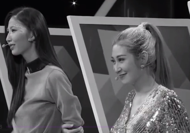 Khổng Tú Quỳnh vội vàng thanh minh: "Đâu anh, em chỉ giấu cho riêng em biết thôi. Con tim em đau quá". Nữ ca sĩ sinh năm 1991 còn nhiều lần phải gượng cười khi bị Trường Giang gọi nhầm cô là Ngô Kiến Huy hay chọc ghẹo chuyện tình tan vỡ của họ.