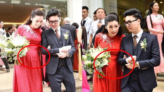 Thời điểm kết hôn với ông xã Phạm Gia Lộc hồi tháng 7/2018, người đẹp Hà thành đã vướng tin đồn "cưới chạy bầu" khi để lộ nhiều hình ảnh với vòng 2 lớn bất thường. Tuy vậy, cô không chia sẻ bất cứ điều gì về chuyện này. Ảnh: FBNV.