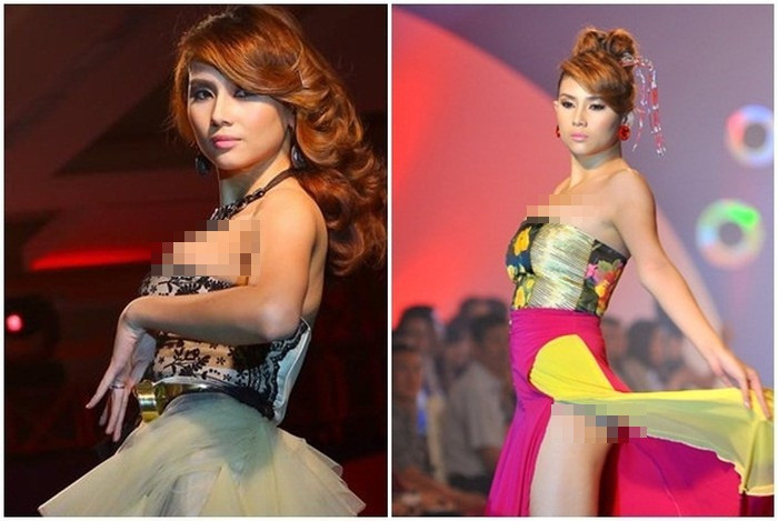 Phong cách thời trang hở bạo của Võ Hoàng Yến khiến người đẹp 8X này không ít lần "gặp nạn" trên sân khấu.