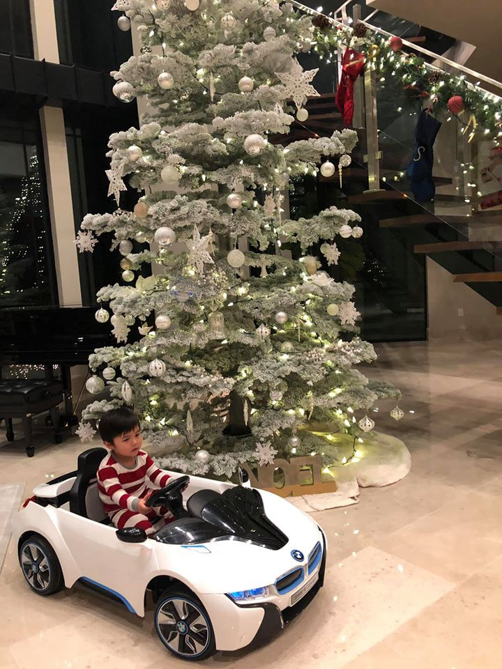Bé Thiên Từ đặc biệt yêu thích các mô hình xe đồ chơi và sở hữu bộ sưu tập siêu xe đồ chơi không nhỏ. Cậu bé thường trổ tài lái xe trong căn biệt thự triệu đô.