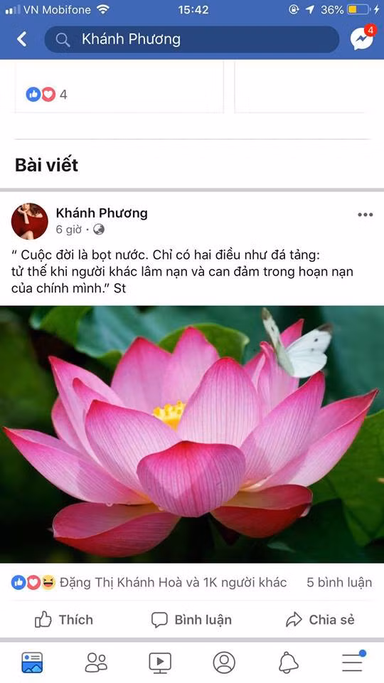 Trước lời tố, người đẹp sinh năm 1995 trích dẫn câu nói đầy ẩn ý: “Cuộc đời là bọt nước. Chỉ có hai điều như đá tảng: tử tế khi người khác lâm nạn và can đảm trong hoạn nạn của chính mình”.