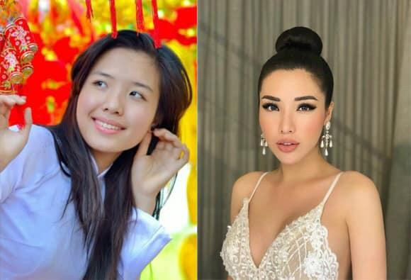 Hình ảnh của Khánh Phương được cho là trước và sau khi "dao kéo".