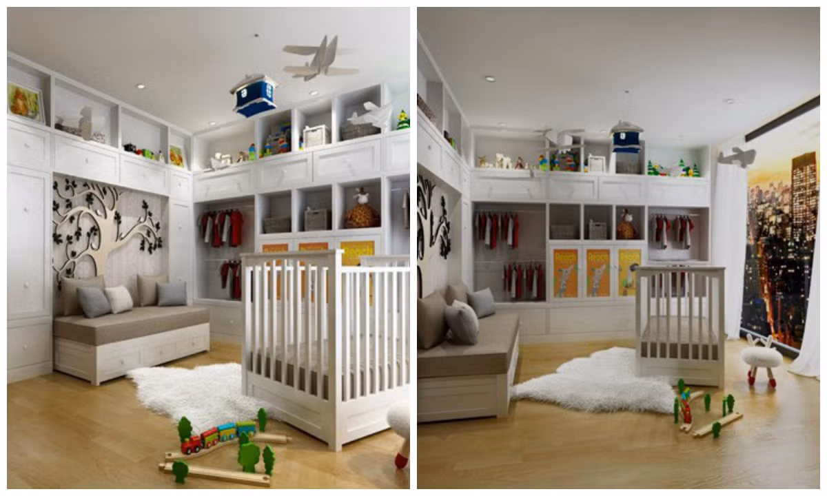 Thời điểm trước khi Ricky được sinh ra, vợ chồng siêu mẫu thiết kế riêng cho quý tử phòng ngủ đầy đủ tiện nghi với nhiều đồ dùng cao cấp.