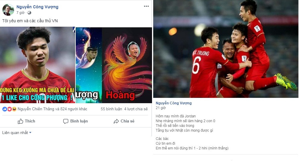 Nghệ sĩ Vượng Râu: "Tôi yêu các em và các cầu thủ Việt Nam".