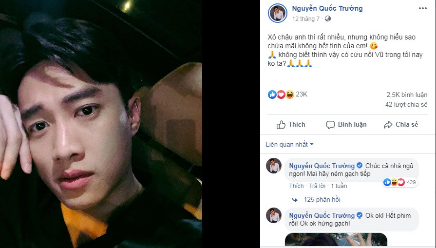 Nam diễn viên thậm chí còn được mệnh danh là "chàng trai vàng trong làng thả thính" vì rất chăm chỉ lên mạng khoe ảnh cá nhân, kèm theo đó là những lời "mật ngọt".