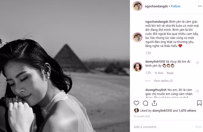 Đầu tháng 11, Ngọc Hân lại gây đồn đoán khi đăng ảnh bên người đàn ông được cho là từng chụp ảnh cưới với cô với lời bình "Anh bạn lâu năm".