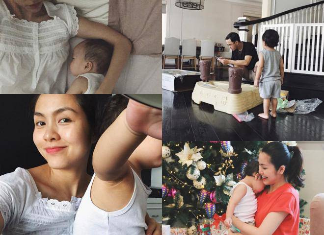 Dù chỉ được chiêm ngưỡng ảnh chụp sau lưng, một góc mặt hay bàn tay, bàn chân của hai thiên thần nhà Hà Tăng và Louis Nguyễn, nhưng có thể thấy cả hai bé đều được thừa hưởng nét đẹp từ bố mẹ.