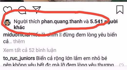 Mới đây, chàng thiếu gia còn like ảnh của Midu khi cô chia sẻ về triết lý tình yêu trên Instagram. Ảnh: Instagram, FBNV.