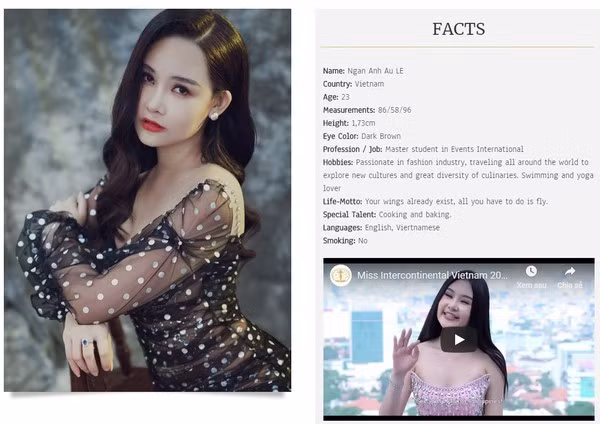 Ảnh photoshop trong phần profile của Lê Âu Ngân Anh trông chẳng liên quan đến ảnh đại diện cho video giới thiệu của cô. Bức hình cho thấy gương mặt thiếu cân đối, đôi mắt không được to tròn như ảnh đã qua chỉnh sửa.