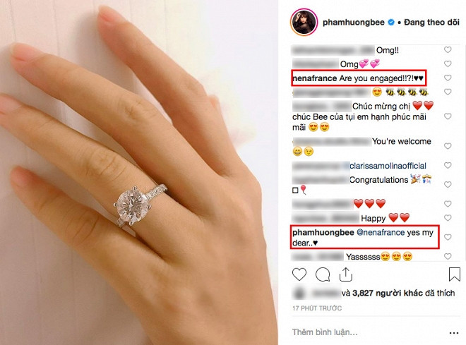 Đáng chú ý hơn, khi được một người bạn trên Instagram hỏi về chuyện liệu người đẹp đã đính hôn (?), Phạm Hương còn không ngại xác nhận là đúng. Ảnh: Instagram NV/Ngôi sao.