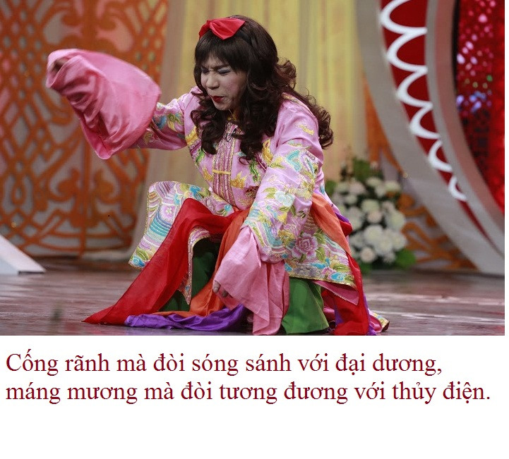 "Cô Đẩu" phân biệt đối xử với Thiên Lôi cũ (Minh Quân) và Thiên Lôi mới (Bình Minh) trong Táo quân 2016.