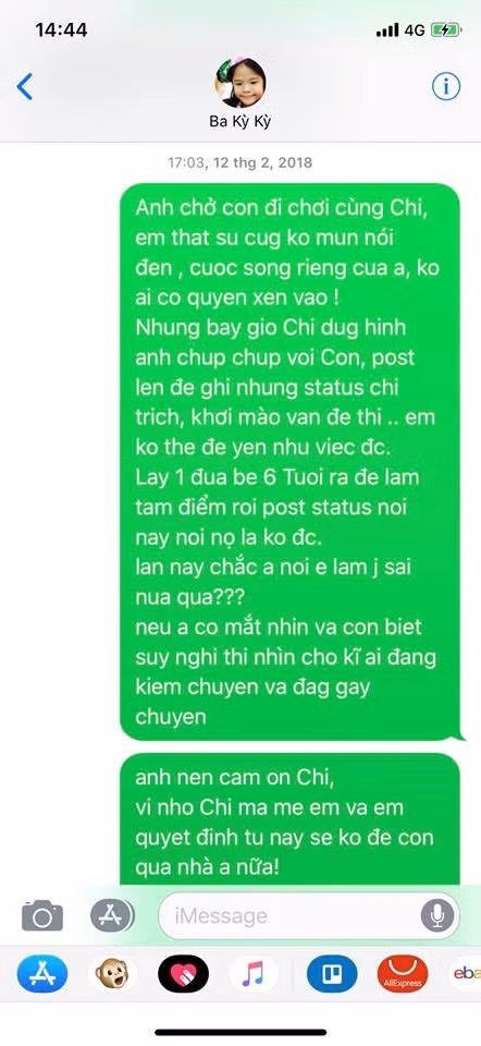 Theo đó, Châu cho biết, khoảng 1 tháng gần tết liên tục xảy ra mâu thuẫn khi Hải đưa con gái Kỳ Kỳ đi cùng bạn gái Linh Chi, dạy bé nói dối Châu và mẹ Châu, con được dạy ăn diện, makeup... nhưng Hải phủ nhận.