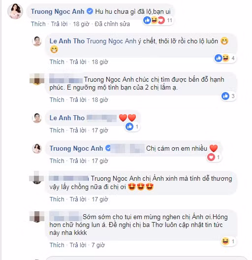 Nữ diễn viên "Hương Ga" lập tức phản hồi: "Chưa gì đã lộ bạn ơi". Anh Thơ cũng đáp lại: "Ý chết, thôi lỡ rồi cho lộ luôn".