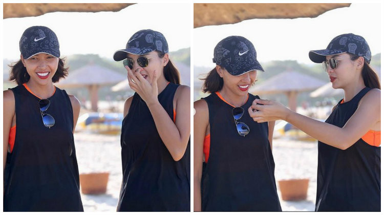 Không ngại làm xấu hình ảnh của mình nơi công cộng, thời gian gần đây, Hoa hậu Kỳ Duyên liên tục bị chê "kém duyên" khi tự đăng ảnh "dìm hàng" bản thân lên mạng xã hội. Nàng mỹ nhân Việt hết móc mũi cho Minh Triệu xem lại "thị phạm" hành động đó ở quán cafe sang chảnh. Ảnh: Instagram nhân vật.