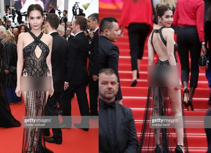 Scandal "làm lố", kém duyên chốn đông người dường như tỷ lệ thuận với độ nổi tiếng của Ngọc Trinh. Tháng 5 vừa qua, Ngọc Trinh bị "ném đá tơi tả" vì diện trang phục hở hang, phản cảm trên thảm đỏ Cannes 2019. Ảnh: Getty Inmages.