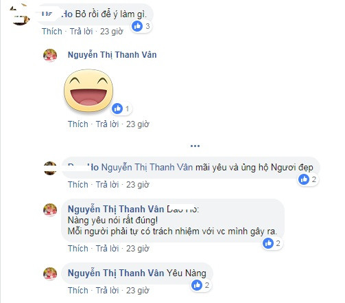 Dưới phần bình luận, một người bạn trên Facebook khuyên: "Bỏ rồi để ý làm gì", giọng ca "Da nâu" đồng tình đáp lại: "Nàng yêu nói rất đúng. Mỗi người phải tự có trách nhiệm với việc mình gây ra".