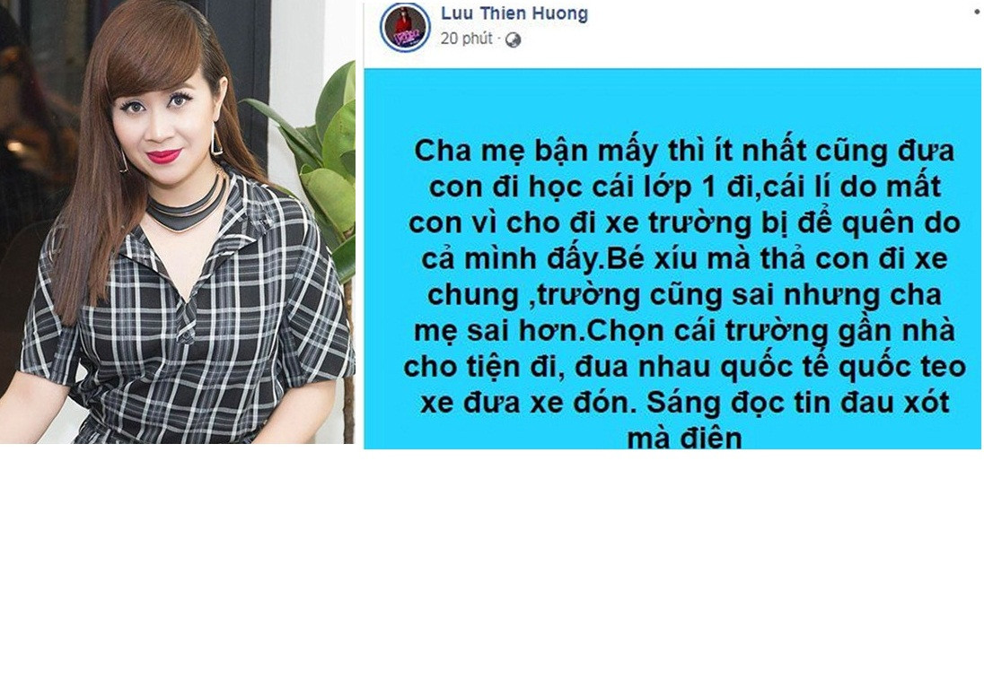 Đầu tháng 8, Lưu Thiên Hương có phát ngôn sốc về vụ bé 6 tuổi tử vong trên xe đưa đón của trường Gateway: "Cha mẹ bận mấy thì ít nhất cũng đưa con đi học cái lớp 1 đi. Cái lý do mất con vì cho đi xe trường là do mình cả đấy. Bé xíu mà thả con đi xe chung. Trường cũng sai nhưng cha mẹ sai hơn. Chọn cái trường gần nhà cho tiện đi. Đua nhau quốc tế xe đưa đón”. Sự việc khiến nữ nhạc sĩ phải tạm khóa trang cá nhân vì bị nhiều người chỉ trích rằng cô không nên đổ lỗi cho gia đình bé trai tử vong.