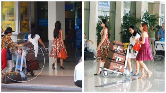... hay từng bị chỉ trích vì để mẹ khệ nệ xách đồ ở sân bay. Ảnh: Kenh14/Afamily.