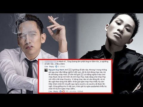 Ca sĩ Tùng Dương cũng không thoát khỏi tầm ngắm của Duy Mạnh khi bị anh "chửi xéo" là ngu vì chê bolero. Theo đó, sau phát ngôn "Già trẻ lớn bé mà cứ đắm đuối theo bolero thì là sự thụt lùi" của Tùng Dương, Duy Mạnh không ngại đáp trả: “Một trong những cái ngu của nghệ sĩ Việt Nam, đó là chơi dòng nhạc này mà đi chê dòng nhạc khác".