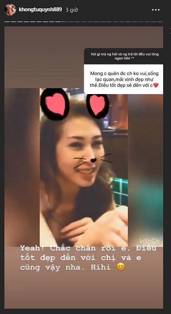 Dù đã chia tay mối tình 8 năm sâu đậm với Ngô Kiến Huy nhưng Khổng Tú Quỳnh luôn tỏ ra mạnh mẽ.