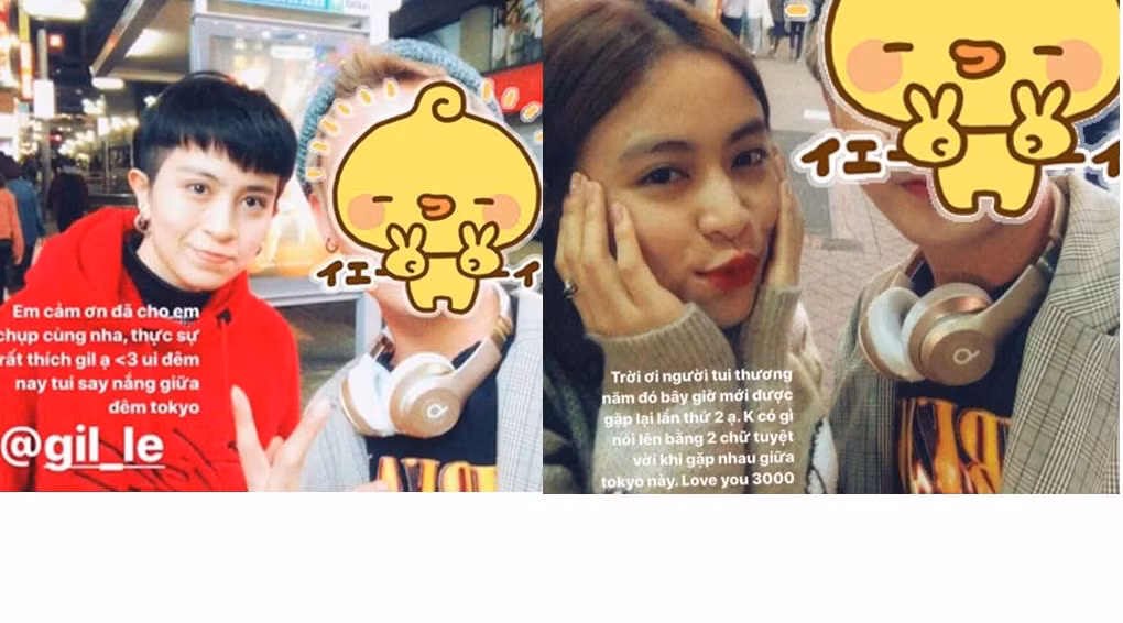 Mới đây, Hoàng Thùy Linh và Gil Lê vướng nghi vấn bí mật hẹn hò ở Nhật Bản sau khi một tài khoản mạng đăng ảnh chụp riêng với từng người lên trang cá nhân. Cũng như những lần trước, hai ca sĩ giữ im lặng về tin đồn yêu đồng tính.