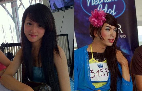 Hình ảnh Hương Giang khi tham gia Vietnam Idol 2012 (trái) và Vietnam Idol 2010 (phải). Ảnh: Nguoiduatin.