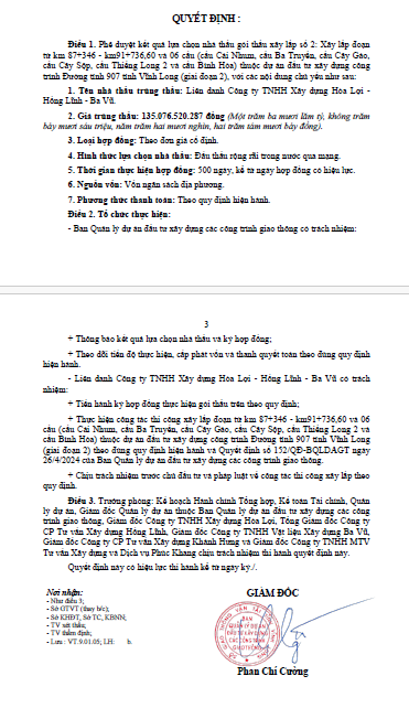 Vinh Long: Lien danh 3 thanh vien trung goi thau xay lap hon 135 ty dong