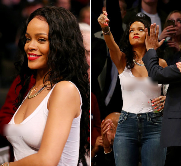 Rihanna đã quá quen thuộc với việc khoe trọn vẹn vòng một.