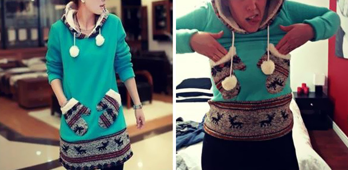 Do bạn mua chiếc áo lúc khuyến mại 50%, nên độ dài của áo cũng được rút lại.