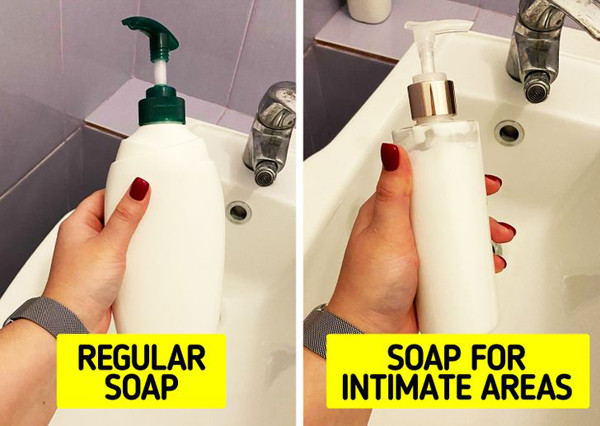 Sản phẩm chăm sóc vùng kín. Hầu hết mọi người nghĩ rằng sản phẩm này có độ pH phù hợp để làm sạch vùng kín. Vậy nhưng, với những bộ phận bên ngoài, xà phòng thông thường cũng có thể làm sạch. Chuyên gia không khuyến khích sục rửa sâu vào trong bởi điều đó không có lợi.