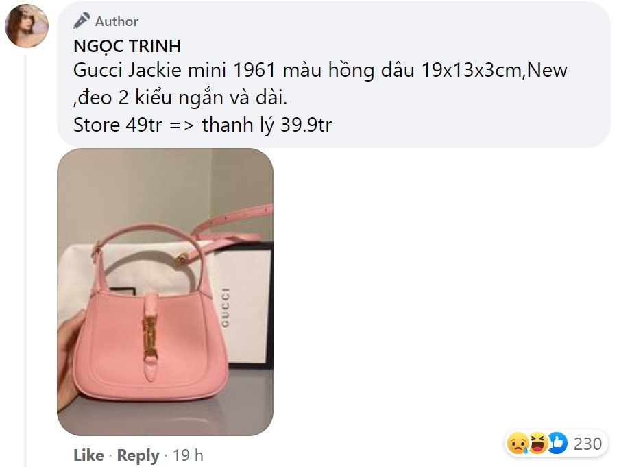 Ngoài trang sức, Ngọc Trinh còn thanh lý nhiều món đồ hàng hiệu như túi xách, phụ kiện. Ảnh chụp màn hình