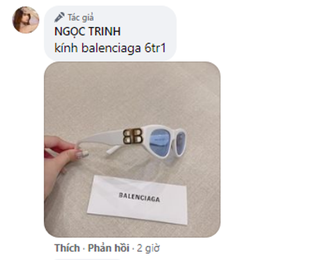 Mắt kính Balenciaga giá đúng khoảng 9 triệu đồng được Ngọc Trinh thanh lý còn 6,1 triệu đồng. Ảnh chụp màn hình