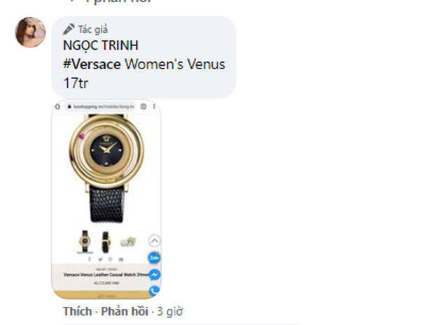 Đồng hồ Versace Venus giá khoảng 38 triệu được nữ hoàng nội y giảm giá còn 17 triệu đồng. Ảnh chụp màn hình