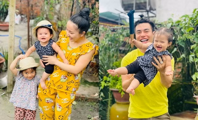 Vợ chồng Lê Dương Bảo Lâm thường xuyên đưa các con về quê thăm ông bà. Ảnh: FBNV