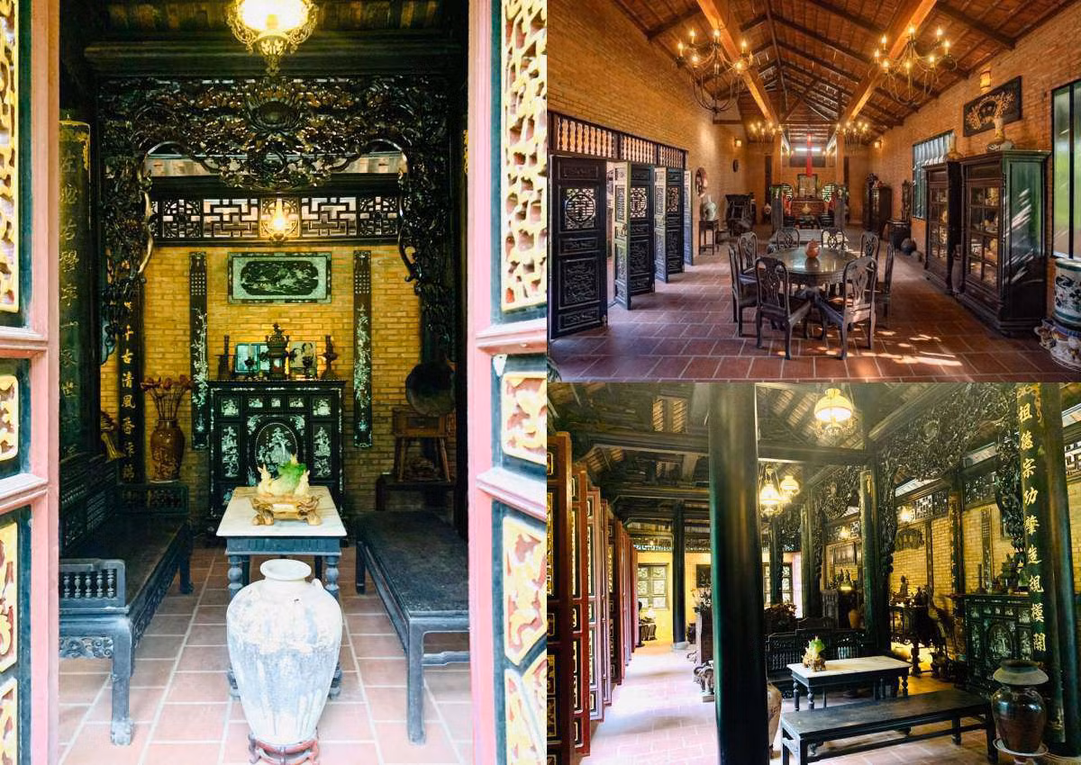 Ngôi nhà cổ của Hoàng Mập có tuổi thọ hơn 100 năm được mang vào từ Nam Định, bao phủ hoàn toàn là gỗ lim và huỳnh đàn. Ảnh: Internet