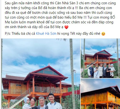 Cách đây ít giờ, diễn viễn hài Mạc Văn Khoa vui mừng chia sẻ hình ảnh ngôi nhà sàn xây dựng làm quà báo hiếu bố mẹ tại quê nhà Hải Dương đã hoàn thành sau hơn nửa năm.