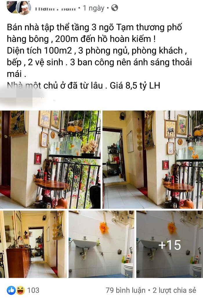 Mới đây, mạng xã hội xôn xao trước thông tin rao bán căn hộ tập thể cũ tại khu vực phố cổ Hà Nội với giá 8,5 tỷ đồng. Ảnh: Dân Việt