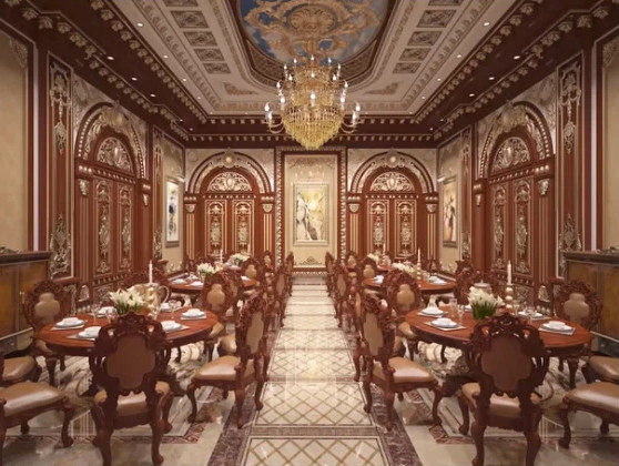 Phòng ăn lớn có sức chứa hơn 20 người.