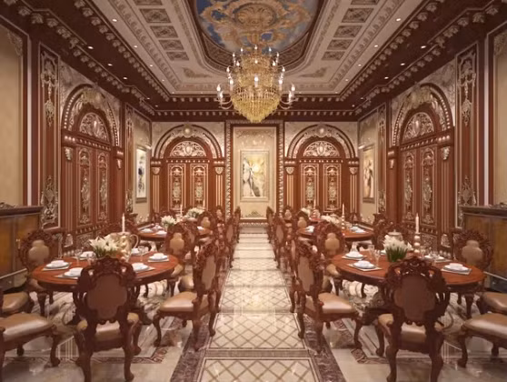 Phòng ăn lớn có sức chứa hơn 20 người.