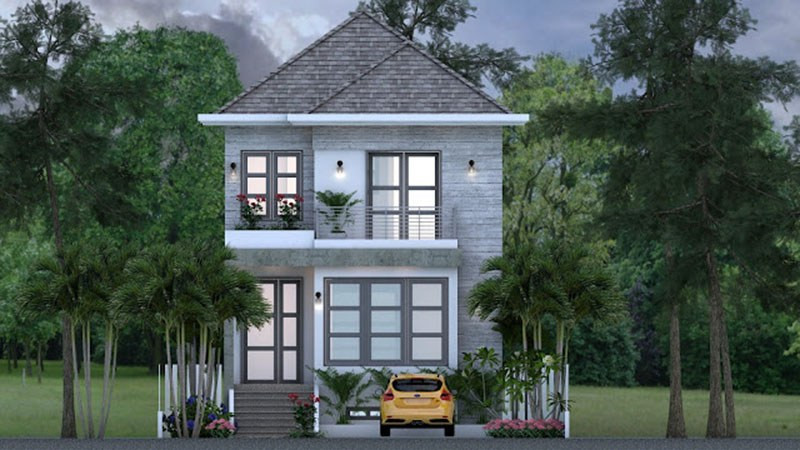 Nhà 2 tầng mái thái được làm cao hơn so với thông thường, kết hợp hệ thống thông gió ở mái giúp chống nóng cũng như lưu thông khí tốt hơn. Ảnh: Xaydungso